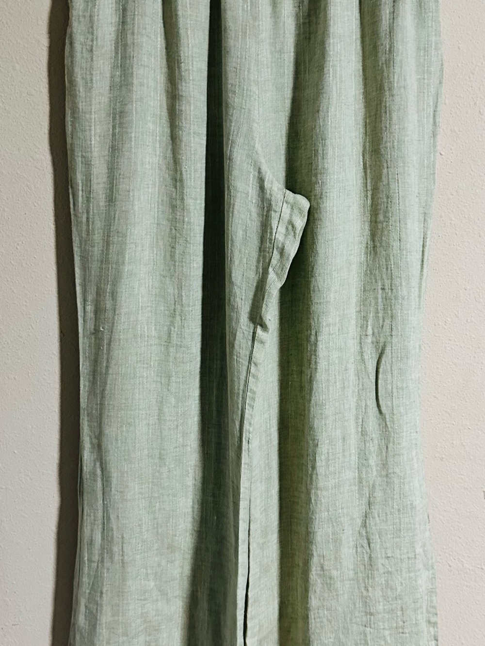 Flax Light Sage Wide Leg Pull On Linen Pants